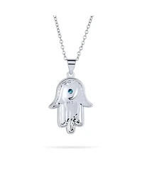 Bling Jewelry Hanukkah Judaic Magen Jewish Hamsa Hand Of God Star Of David Pendant Necklace Blue Cubic Zirconia Cz Black Oxidized