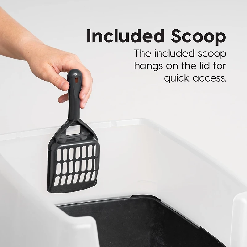 Iris Cat Litter Box with Shield and Scoop, Black