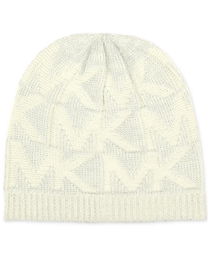Michael Kors Women's Debossed Knit Metallic Beanie & Scarf Set