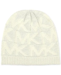 Michael Kors Women's Debossed Knit Metallic Beanie & Scarf Set