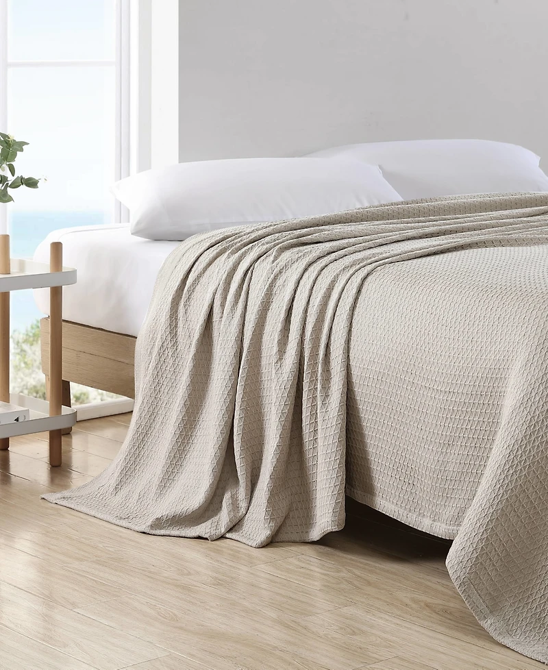 Closeout! Nautica Baird Solid Cotton Dobby Reversible Blanket