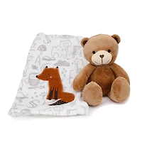 Bedtime Originals Plush Bear Stuffed Animal & Fox Baby Blanket Gift Set