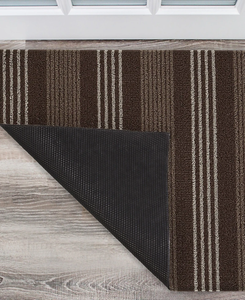 Nautica Polyvinyl Chloride Loop Utility Indoor or Outdoor Striped Mat