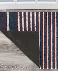 Nautica Polyvinyl Chloride Loop Utility Indoor or Outdoor Striped Mat