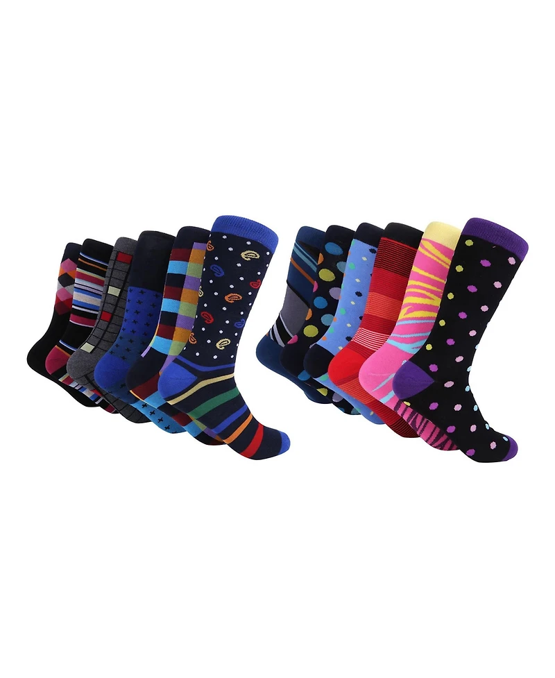 Mio Marino Men's Savvy Sharp Fun Dress Socks 12 Pack