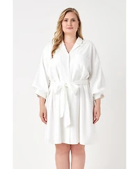 endless rose Plus Blouson Sleeve Belted Shirt Dress