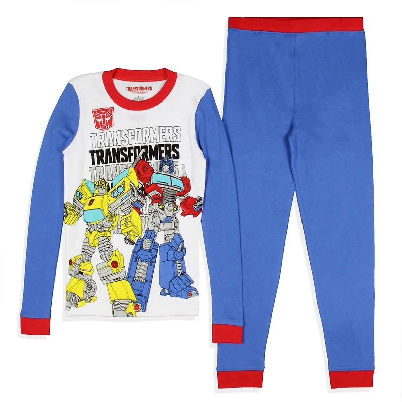 Transformers Boys Optimus Prime And Bumblebee Characters Logo Sleep Pajama Set