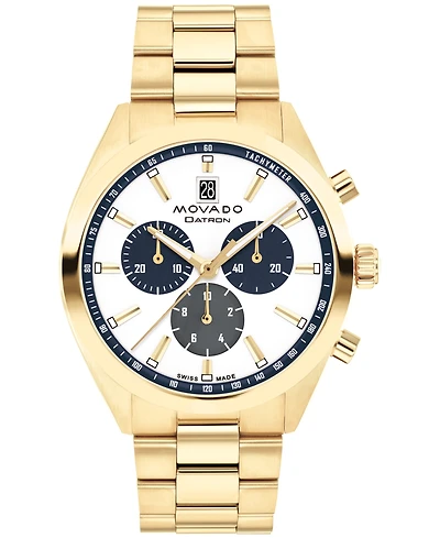Movado Men's Datron Swiss Quartz Chrono Ionic Plated Gold Steel Watch 40mm