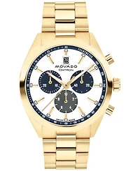 Movado Men's Datron Swiss Quartz Chrono Ionic Plated Gold Steel Watch 40mm