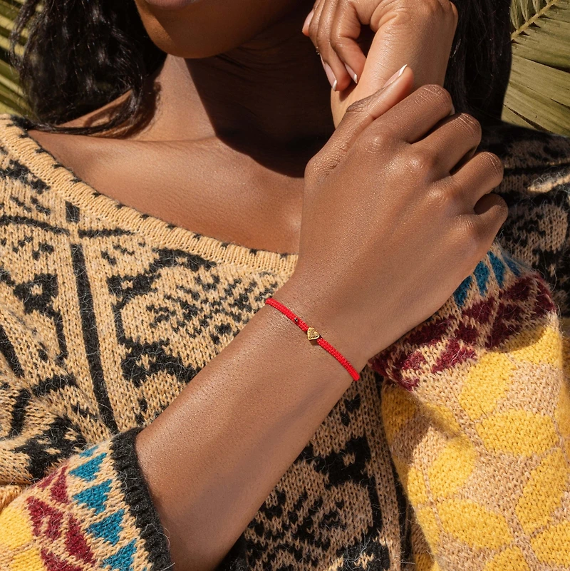 Karma and Luck Enchanting Love - Red String Gold Heart Charm Bracelet