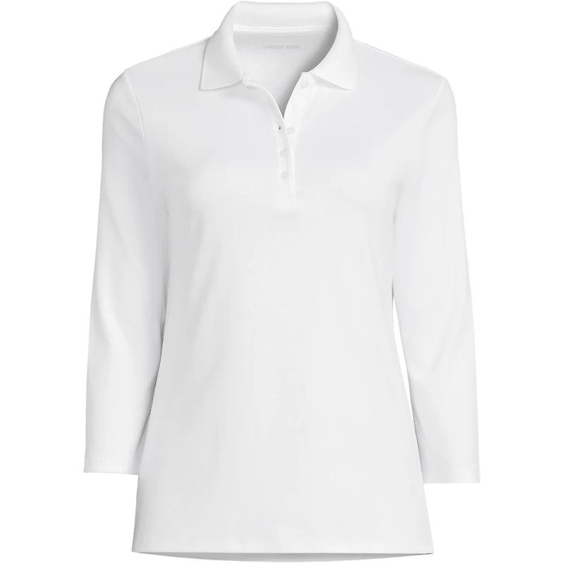 Lands' End Women's 3/4 Sleeve Supima Cotton Polo Shirt