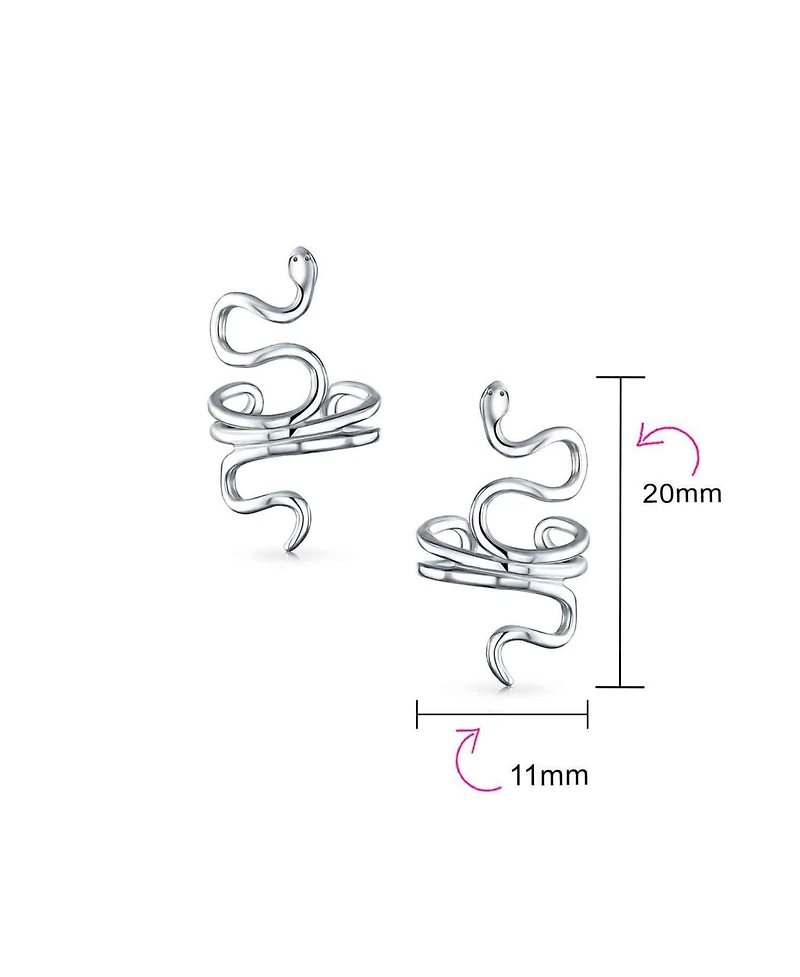 Bling Jewelry Helix Climber Crawler Snake Serpent Clip On Wrap Wire Cartilage Lobe Ear Cuff Earrings .925 Sterling Silver