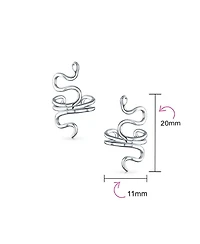 Bling Jewelry Helix Climber Crawler Snake Serpent Clip On Wrap Wire Cartilage Lobe Ear Cuff Earrings .925 Sterling Silver
