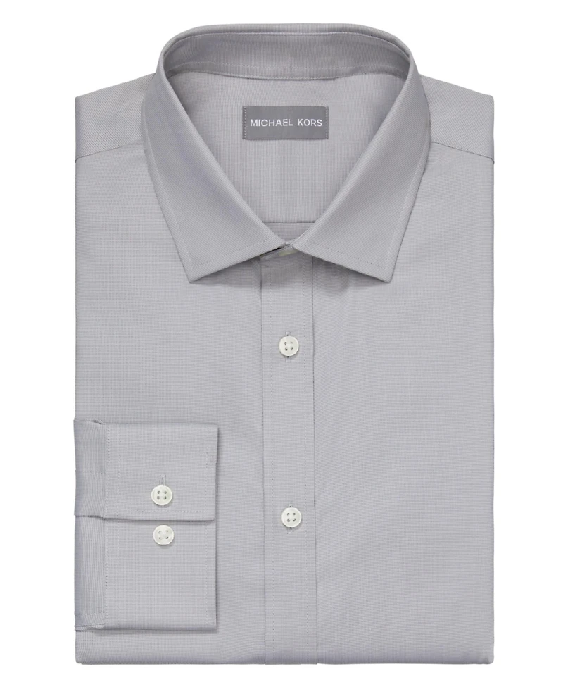 Michael Kors Men's Airsoft Slim Fit Untucked Length Wrinkle Free Stretch Dress Shirt