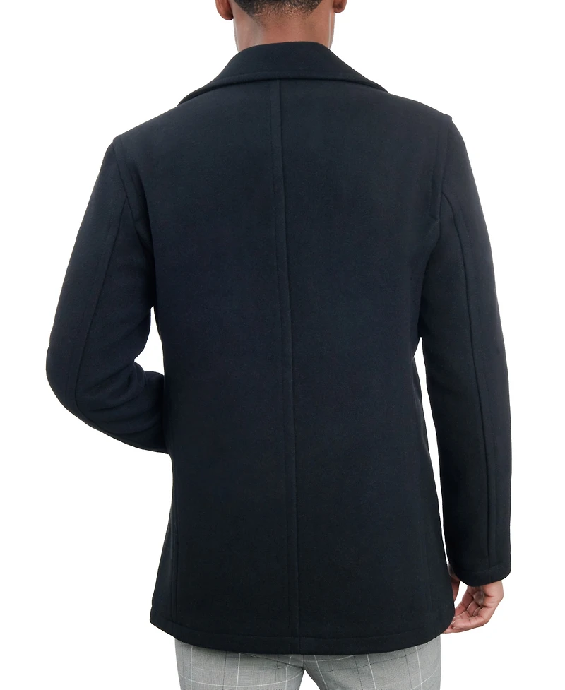 London Fog Men Double-Breasted Wool Blend Peacoat