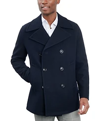 London Fog Men Double-Breasted Wool Blend Peacoat