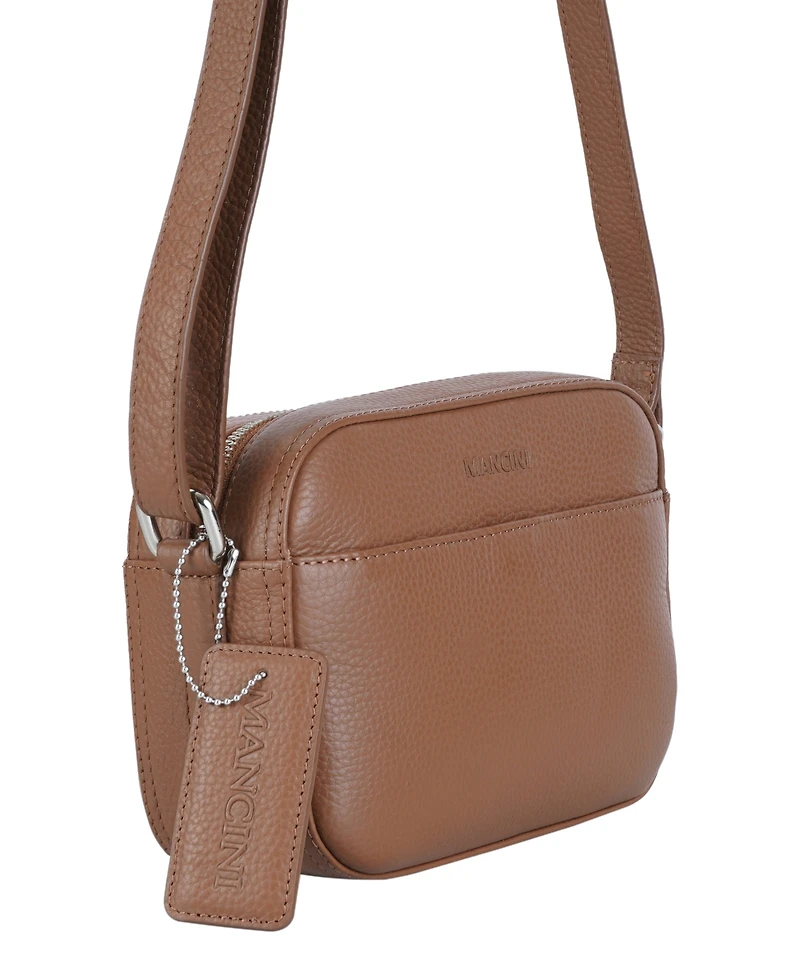 Mancini Pebbled Collection Clara Leather Small Crossbody Bag