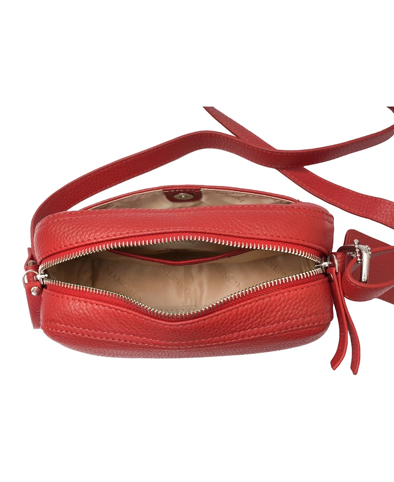 Mancini Pebbled Collection Clara Leather Small Crossbody Bag