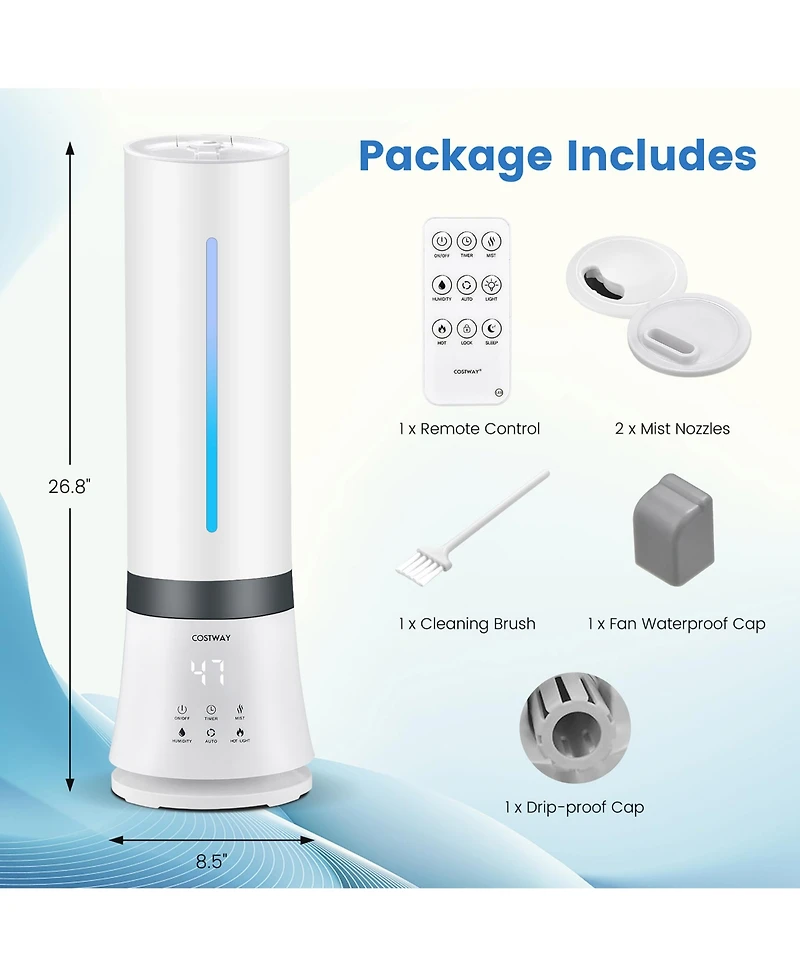 Humidifier for Large Room 9L Warm & Cool Mist Top Fill Ultrasonic Air Vaporizer