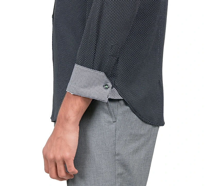 Society of Threads Men's Regular Fit Non-Iron Dot Print Performance Dress Shirt
