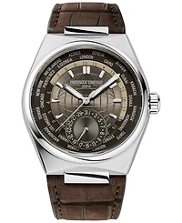 Frederique Constant Men's Swiss Automatic Highlife Worldtimer Manufacture Brown Leather Strap Watch 41mm
