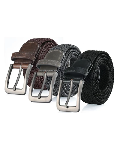 Gallery Seven Men's Elastic Braided Stretch Belt Pack of 3
