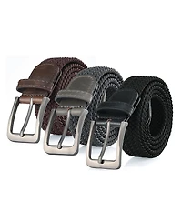 Gallery Seven Men's Elastic Braided Stretch Belt Pack of 3