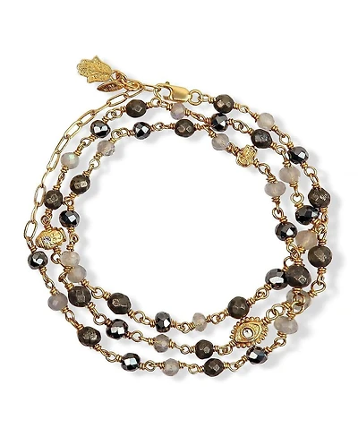 Energetic Spirit - Hematite Pyrite Labradorite Triple Protection Wrap Bracelet