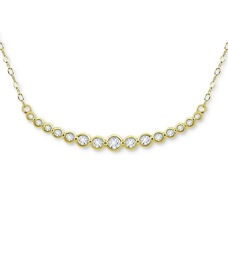 Giani Bernini Cubic Zirconia Bezel Curved Bar Collar Necklace, 16" + 2" extender, Created for Macy's