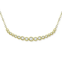 Giani Bernini Cubic Zirconia Bezel Curved Bar Collar Necklace, 16" + 2" extender, Created for Macy's