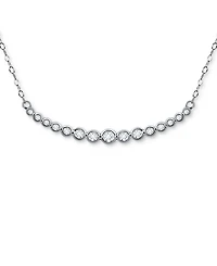 Giani Bernini Cubic Zirconia Bezel Curved Bar Collar Necklace, 16" + 2" extender, Created for Macy's
