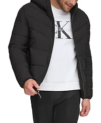 Calvin Klein Men's Chevron Stretch Jacket With Sherpa Lined Hood
