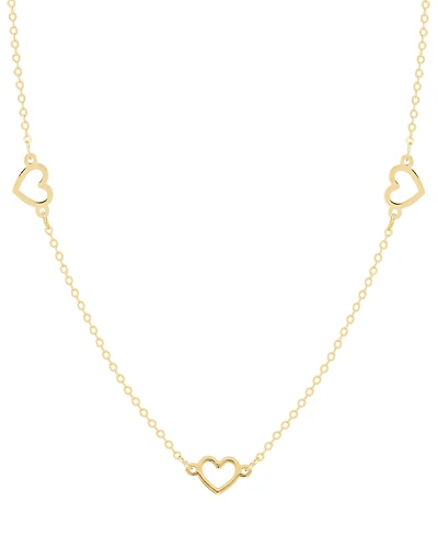 Italian Gold Polished Open Heart Station 18" Collar Necklace in 10k Gold