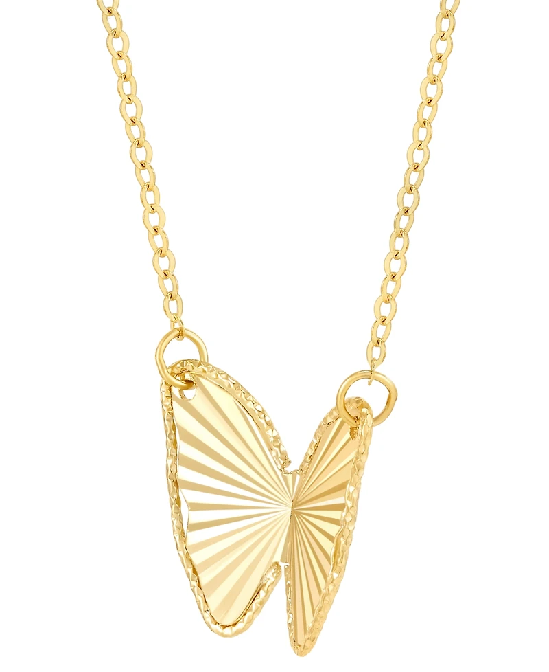 Italian Gold Butterfly 18" Pendant Necklace in 10k Gold