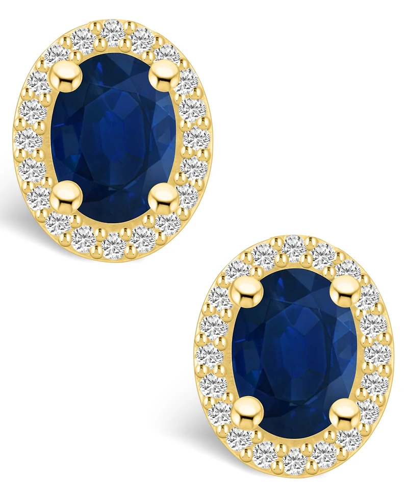 Macy's Sapphire (3 Ct. t.w.) and Diamond (3/8 Halo Stud Earrings