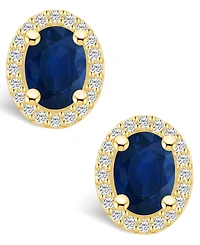 Macy's Sapphire (3 Ct. t.w.) and Diamond (3/8 Halo Stud Earrings