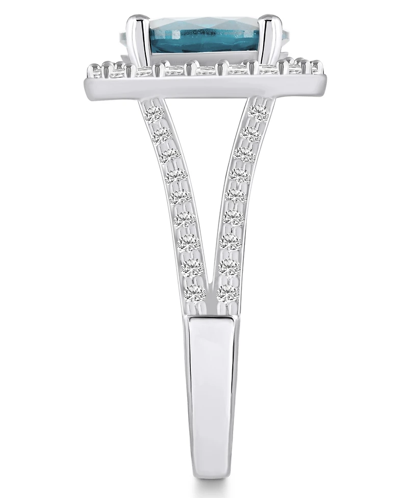 Macy's Aquamarine (2-1/2 ct. t.w.) and Diamond (3/4 Halo Ring 14K White Gold