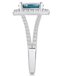 Macy's Aquamarine (2-1/2 ct. t.w.) and Diamond (3/4 Halo Ring 14K White Gold
