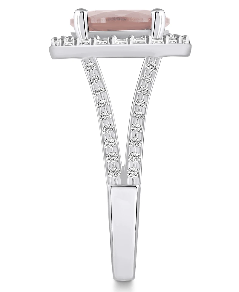 Macy's Morganite (2-1/2 ct. t.w.) and Diamond (3/4 Halo Ring 14K White Gold