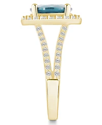 Macy's Aquamarine (2-1/2 ct. t.w.) and Diamond (3/4 Halo Ring 14K Yellow Gold