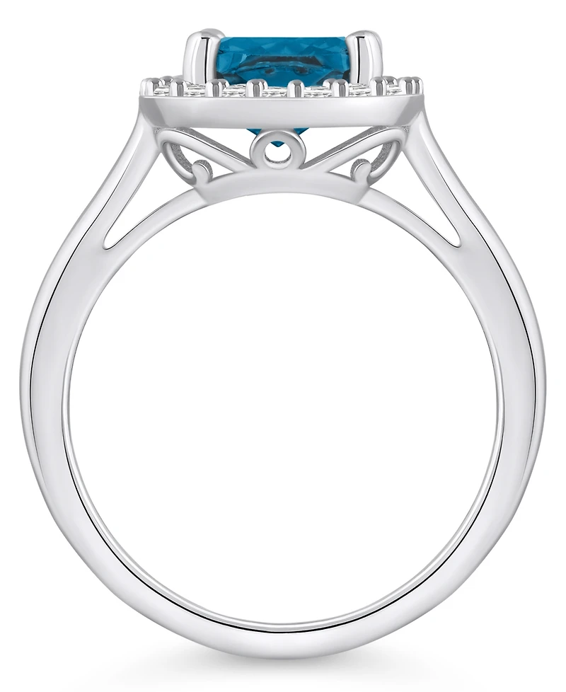 Macy's London Blue Topaz (2-3/4 ct. t.w.) and Diamond (1/4 Halo Ring 14K Gold