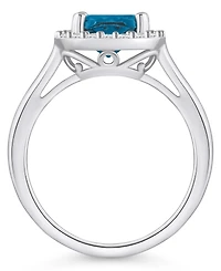 Macy's London Blue Topaz (2-3/4 ct. t.w.) and Diamond (1/4 Halo Ring 14K Gold