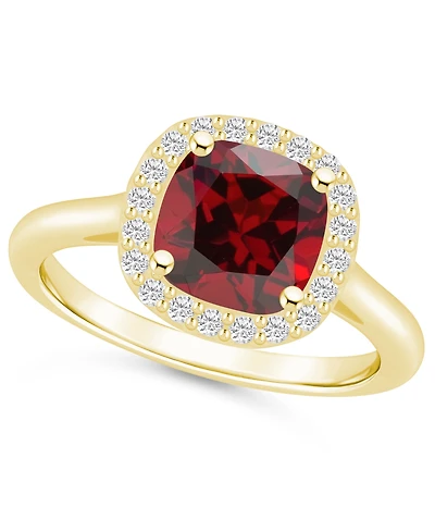 Macy's Garnet (2-3/4 ct. t.w.) and Diamond (1/4 Halo Ring 14K Yellow Gold