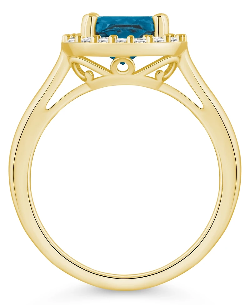 Macy's London Blue Topaz (2-3/4 ct. t.w.) and Diamond (1/4 Halo Ring 14K Yellow Gold