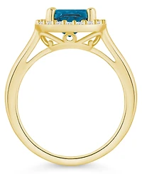 Macy's London Blue Topaz (2-3/4 ct. t.w.) and Diamond (1/4 Halo Ring 14K Yellow Gold