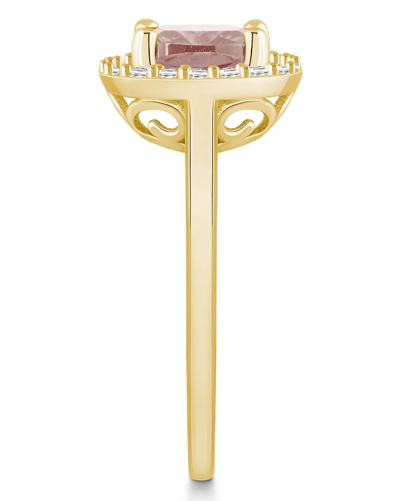 Macy's Morganite (2 ct. t.w.) and Diamond (1/4 Halo Ring 14K Yellow Gold