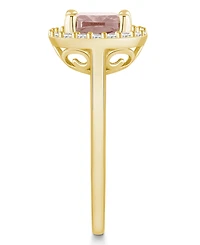 Macy's Morganite (2 ct. t.w.) and Diamond (1/4 Halo Ring 14K Yellow Gold
