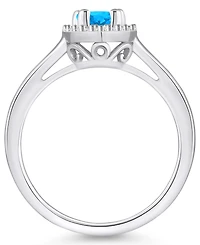 Macy's Blue Topaz (1 ct. t.w.) and Diamond (1/5 Halo Ring 14K Gold