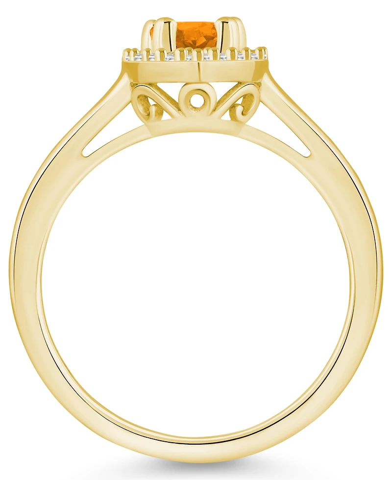 Macy's Citrine (7/8 ct. t.w.) and Diamond (1/5 Halo Ring 14K Yellow Gold