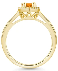 Macy's Citrine (7/8 ct. t.w.) and Diamond (1/5 Halo Ring 14K Yellow Gold